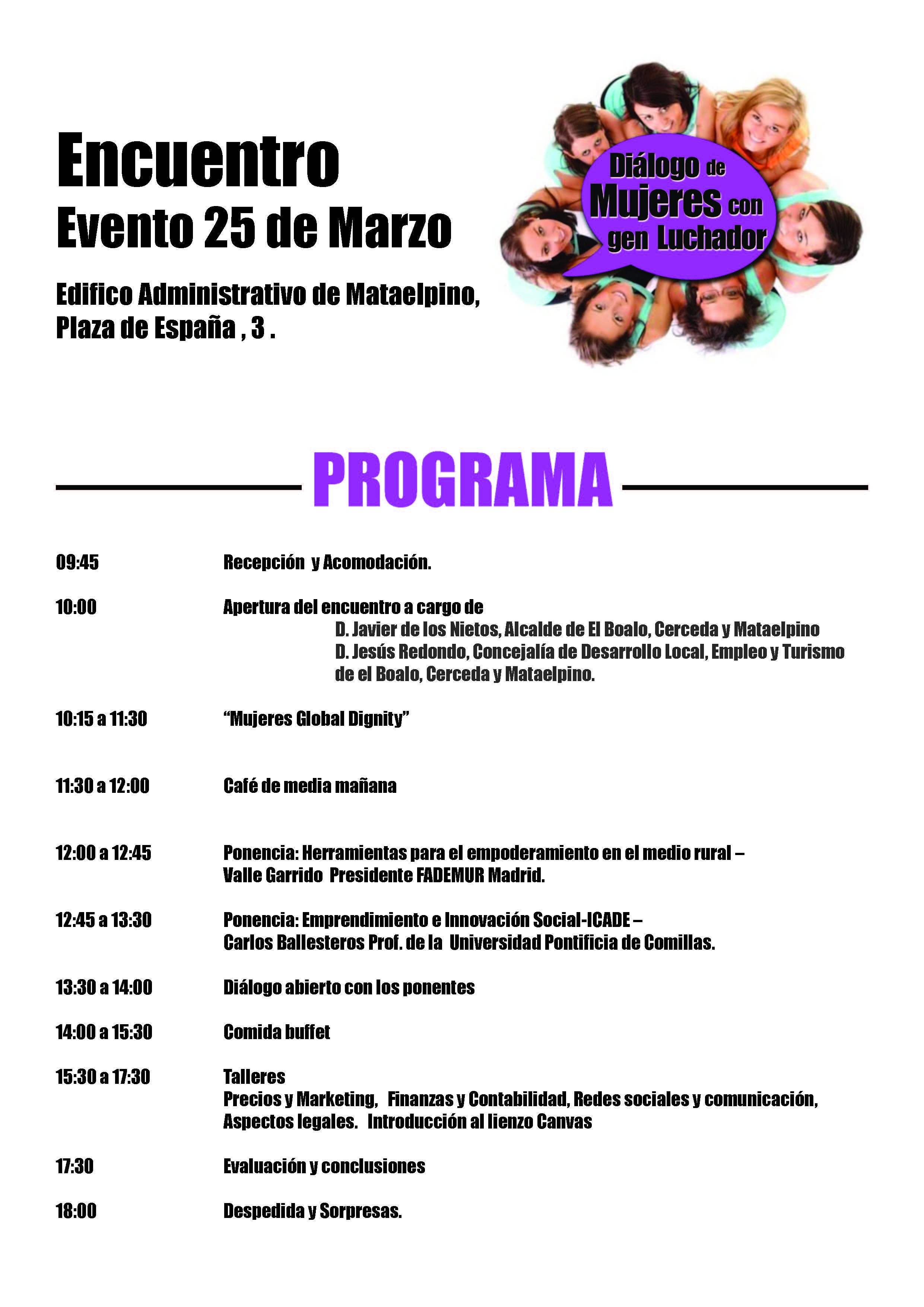 El 25 de marzo en Matalpino se celebrará Diálogo de Mujeres con Gen Luchador
